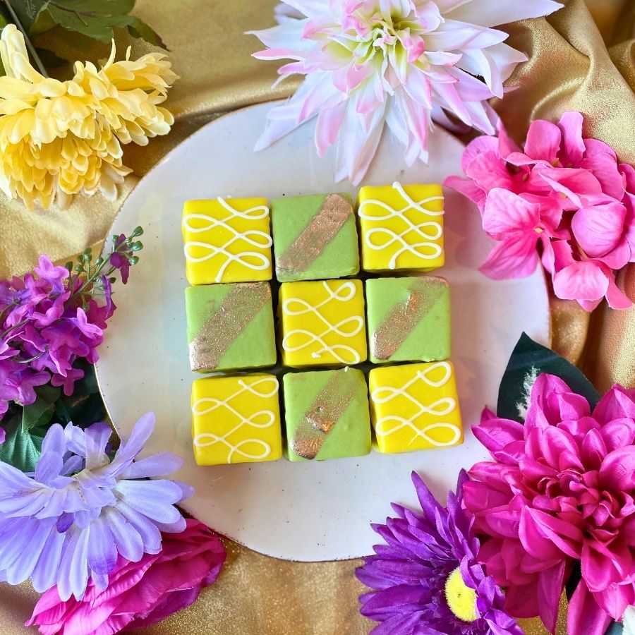 Citrus Grove Petit Fours — Lemon & Pistachio Petit Fours(9-Pack) - Dragonfly Cakes®