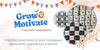 Promotional banner for 'Grow & Motivate' corporate celebrations 