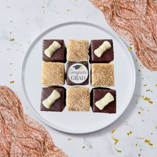 graduation-themed tea cakes